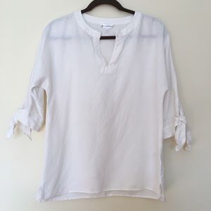 Brooks Brothers linen blend split neck tunic